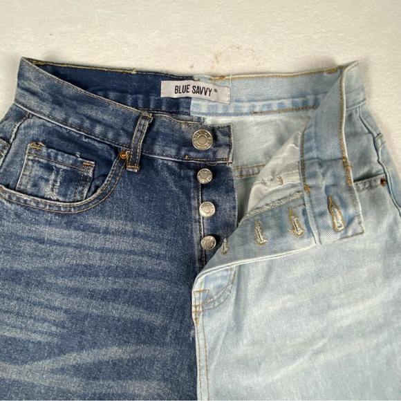 Blue Savvy Denim Y2K Womens Two Tone Blue Hi Rise Jeans Size 5/27 - Picture 4 of 12